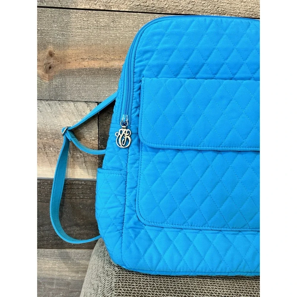 Vera Bradley Compact Essential Backpack Turquoise Quilted Lime Preppy Academia